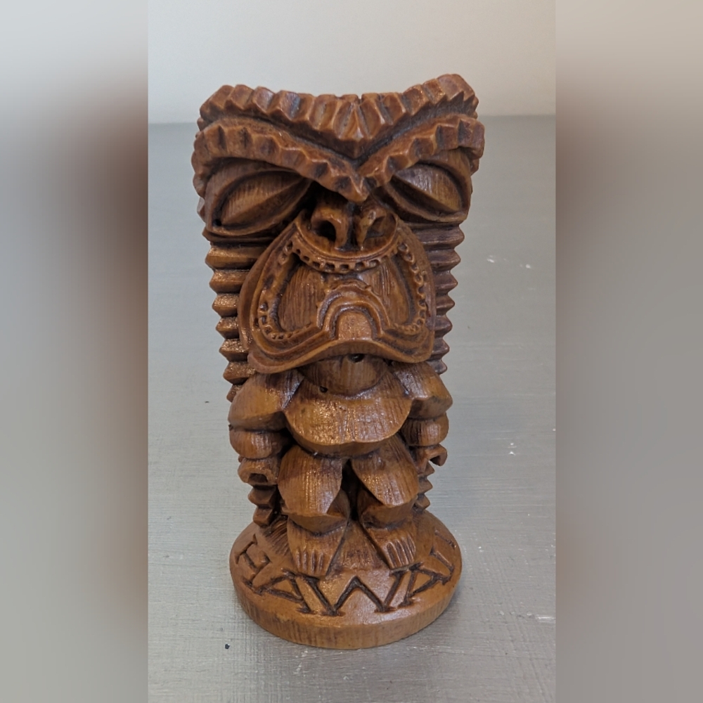 Vintage Hapa Wood Coco Joe's Hawaiian Lucky Tiki Figure Statue Hawaii
